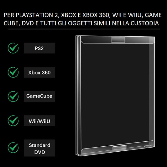 Playstation 2 Nintendo Game Cube Wii e Wiiu X-Box e X-Box 360 Soft Protector – Custodia Protettiva Trasparente per Videogioco