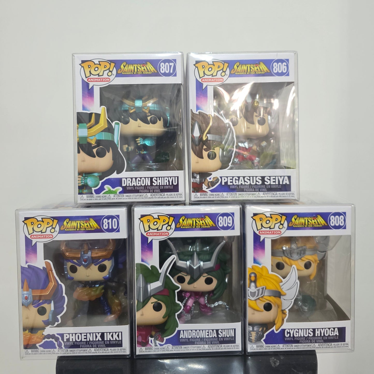 Set Saint Seiya 5 funko Pop 4" Seiya Shiryu Cygnus Shun Ikki
