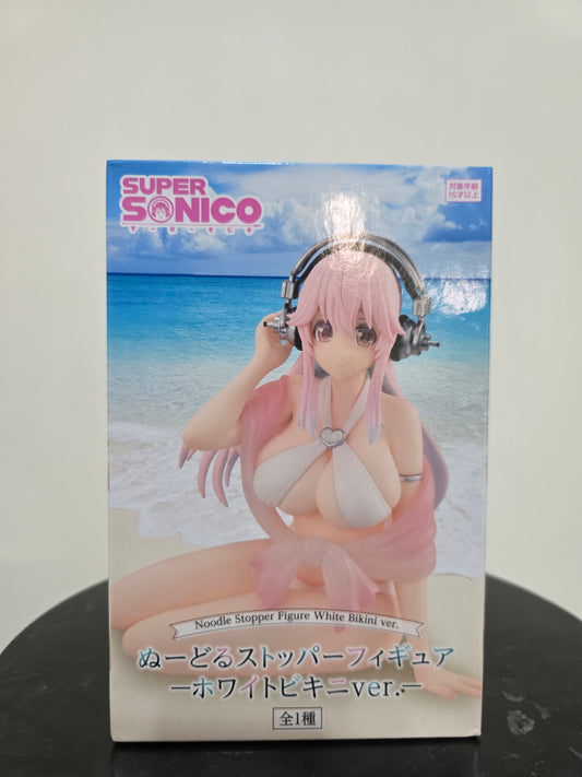 Super Sonico Noodle Stopper Figure White Bikini - FuRyu