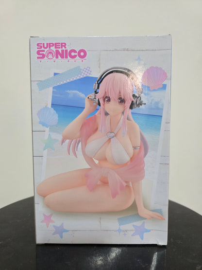 Super Sonico Noodle Stopper Figure White Bikini - FuRyu