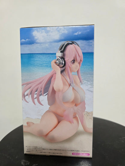 Super Sonico Noodle Stopper Figure White Bikini - FuRyu