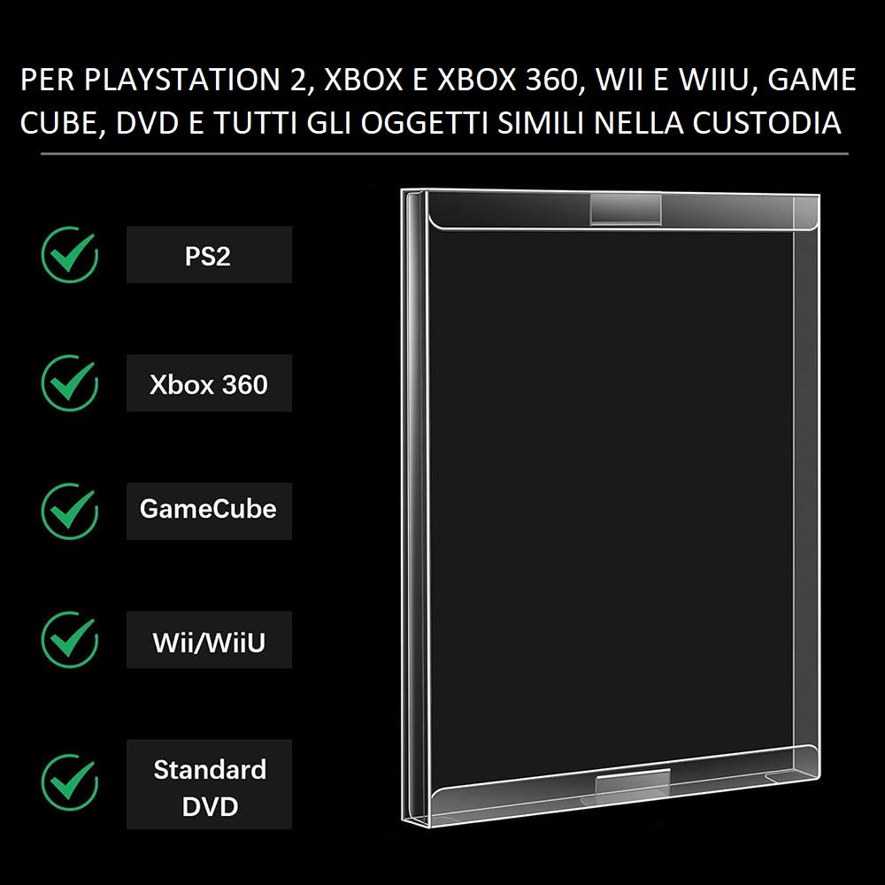 Playstation 2 Nintendo Game Cube Wii e Wiiu X-Box e X-Box 360 Soft Protector – Custodia Protettiva Trasparente per Videogioco