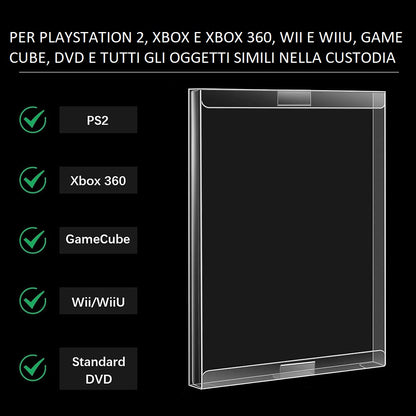 Playstation 2 Nintendo Game Cube Wii e Wiiu X-Box e X-Box 360 Soft Protector – Custodia Protettiva Trasparente per Videogioco