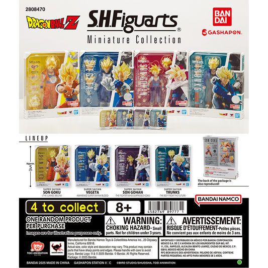 Mini S.H.Figuarts Gohan Goku Trunks Vegeta Dragon Ball Bandai Gashapon Figure Set