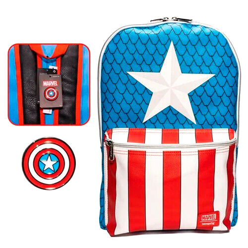 Zaino Capitan America Loungefly – Marvel 45 cm con Spilla Scudo